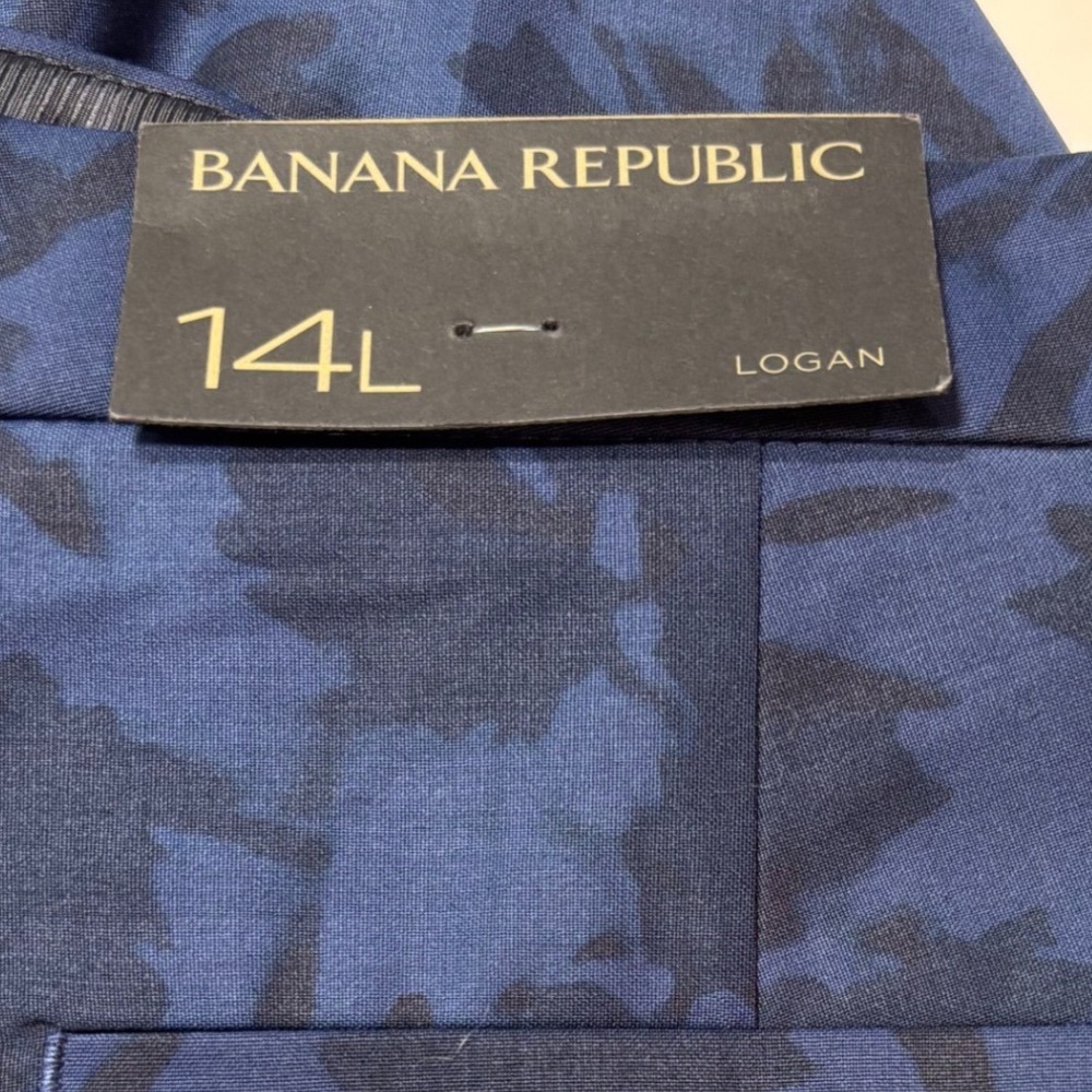Banana Republic Womens Pants Size 14 Long 14L Logan Navy Floral Wool Trouser NWT - Picture 7 of 10